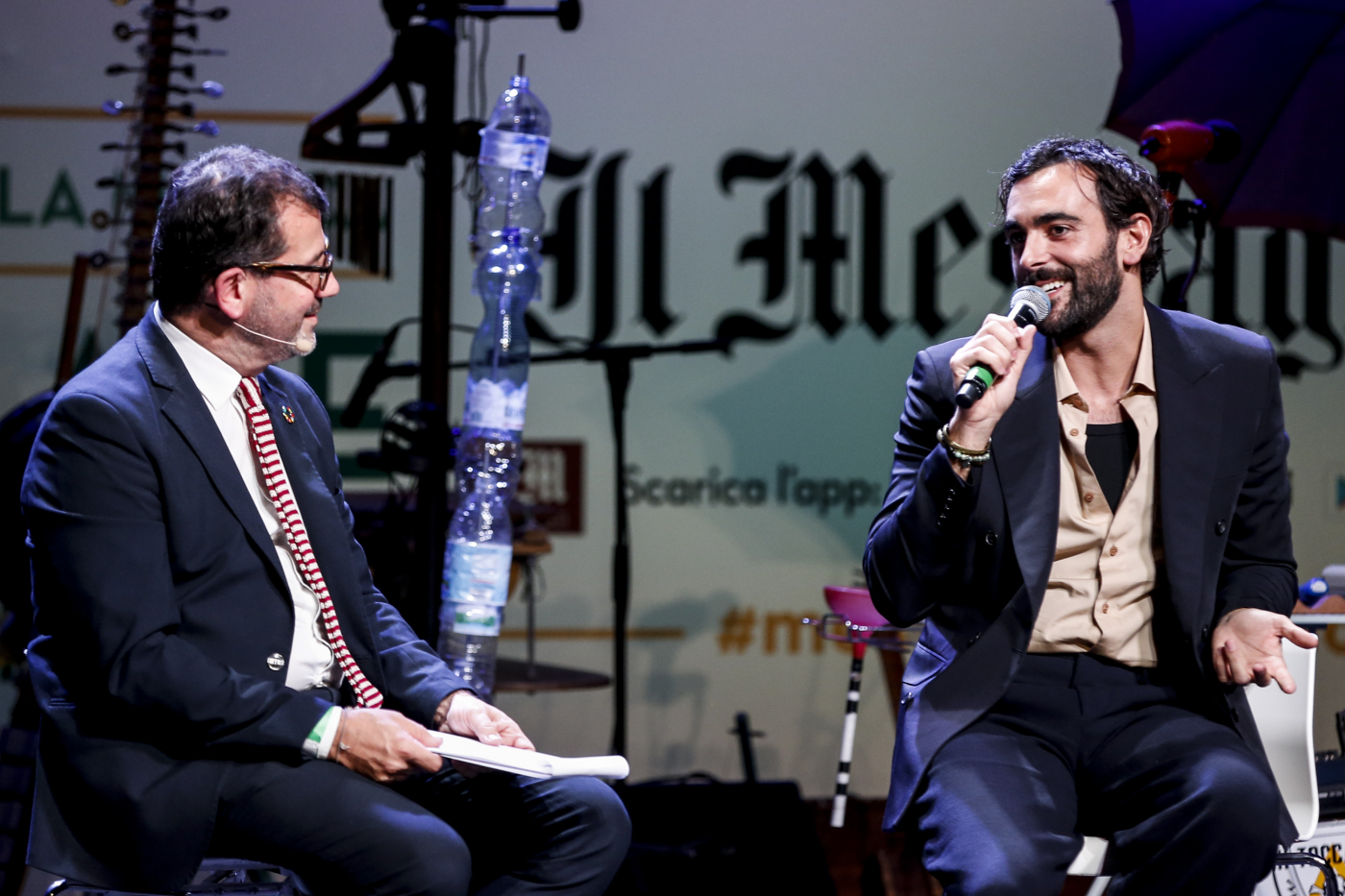 Evento Il Messaggero Economia Circolare - Auditorium Parco della Musica, nella foto: Marco Mengoni e Alvaro Moretti (foto Andrea Giannetti/Ag.Toiati) Andrea Giannetti/Ag.Toiati